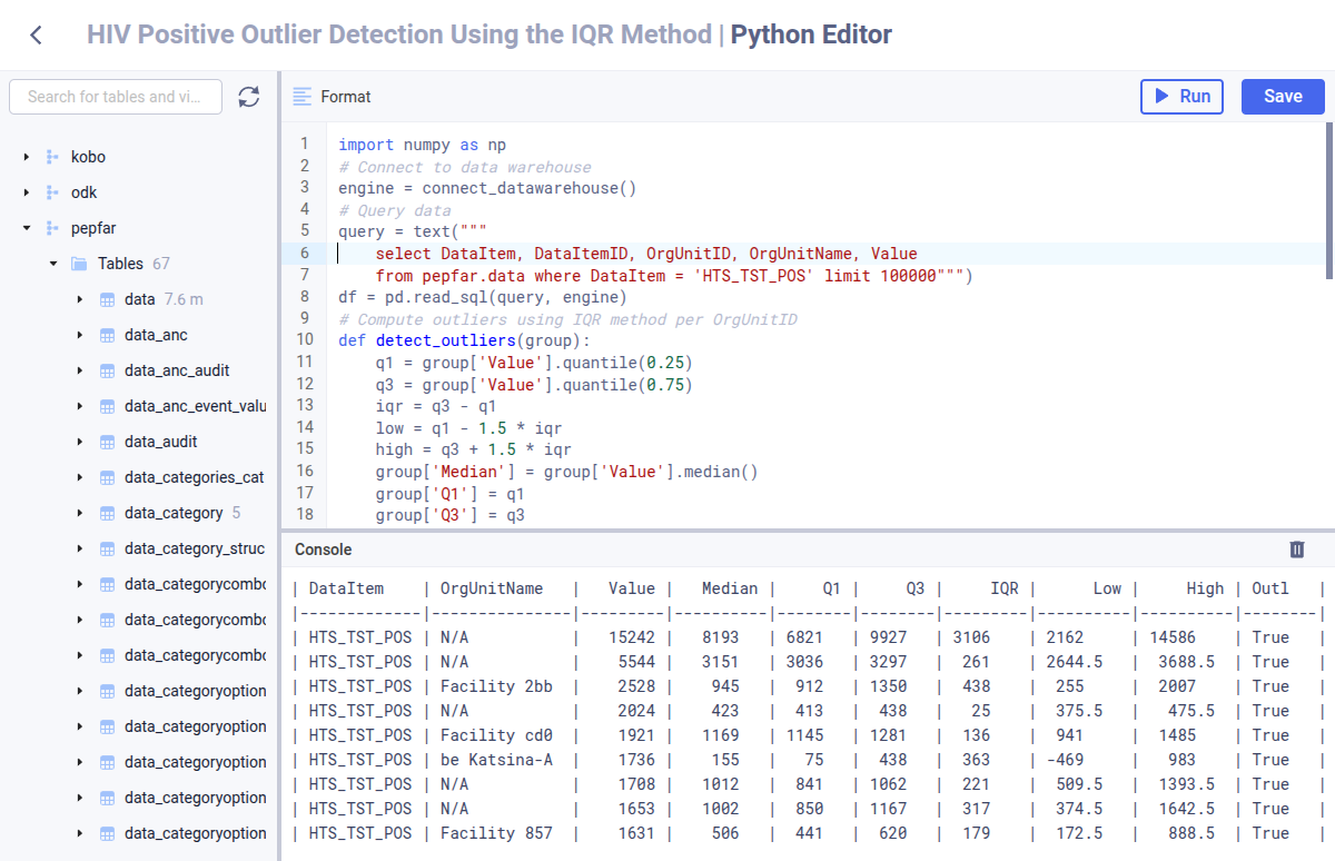 Python script editor